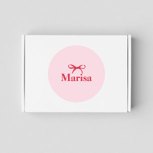 Personalised Pink & Red Bow Name Classic Round Sticker