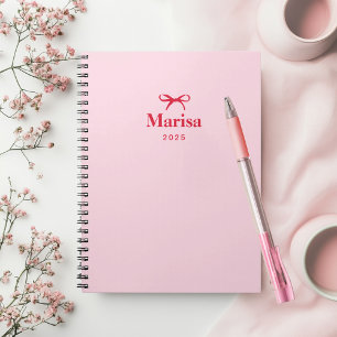 Personalised Pink & Red Bow Name Notebook