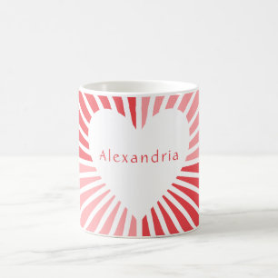 Personalised pink red heart coffee mug