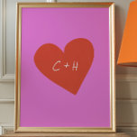 Personalised Pink Red Heart Love Couples Initials Poster<br><div class="desc">Celebrate your love with this Custom Initials Heart Wall Art, available as a downloadable or printed option. Featuring a bold red heart against a vibrant pink background, this piece can be personalised with your initials for a heartfelt and unique touch. Perfect for anniversaries, Valentine’s Day, or simply showcasing your affection,...</div>