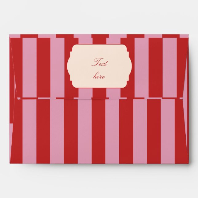 Personalised Pink & Red Striped Wedding Envelope (Back (Top Flap))