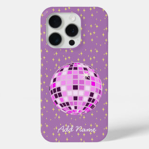 Personalised Pink Retro Disco Ball Purple iPhone 15 Pro Case