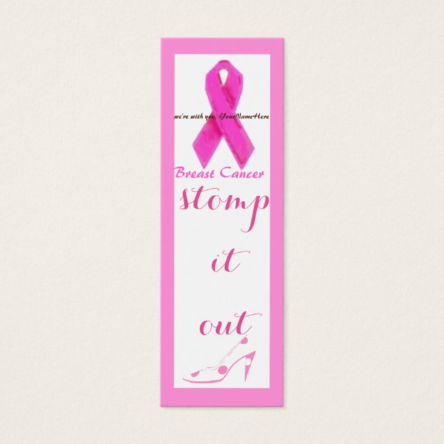 Personalised Pink Ribbon Bookmark Breast Cancer (Front)
