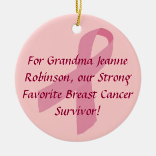 Personalised Pink Ribbon Breast Cancer Ornaments
