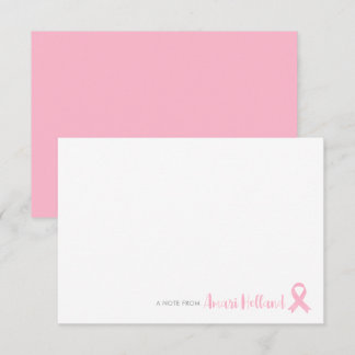 Personalised Pink Ribbon Note Card