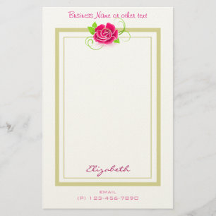 Personalised Pink Rose Business Stationery