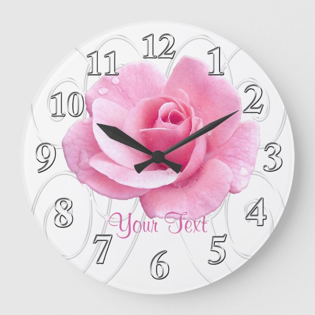 Personalised Pink Rose Clock for Women (Front)