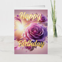 Personalised Pink Rose Elegant Birthday Wish