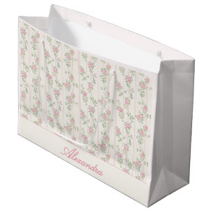 Personalised Pink Rose Floral Gift Bag