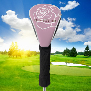 Personalised Pink Rose Flower Minimalist Floral Golf Head Cover