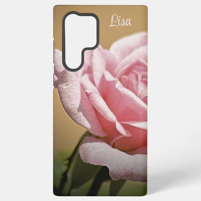 Personalised Pink Rose Flower Samsung Case  (Back)