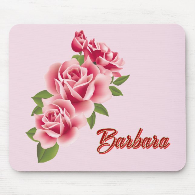 Personalised Pink Rose Mouse Mat (Front)