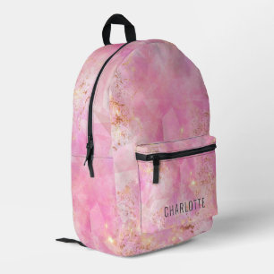 Personalised Pink Rose Quartz Printed Backpack