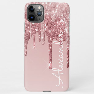 Personalised Pink Rosegold Dripping Glitter BUDGET iPhone 11Pro Max Case