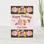 Personalised Pink Roses Christian Sister Birthday Holiday Card<br><div class="desc">This card was created for the designer's dear sister. The roses featured on the card grew on a rose busy given as a gift to the designer by her sister, so this card very special! Customise it to make a really wonderful card for your own sister or a Christian sister...</div>