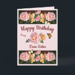 Personalised Pink Roses Christian Sister Birthday  Holiday Card<br><div class="desc">This card was created for the designer's dear sister. The roses featured on the card grew on a rose busy given as a gift to the designer by her sister, so this card very special! Customise it to make a really wonderful card for your own sister or a Christian sister...</div>