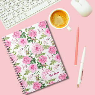 Personalised Pink Roses Notebook