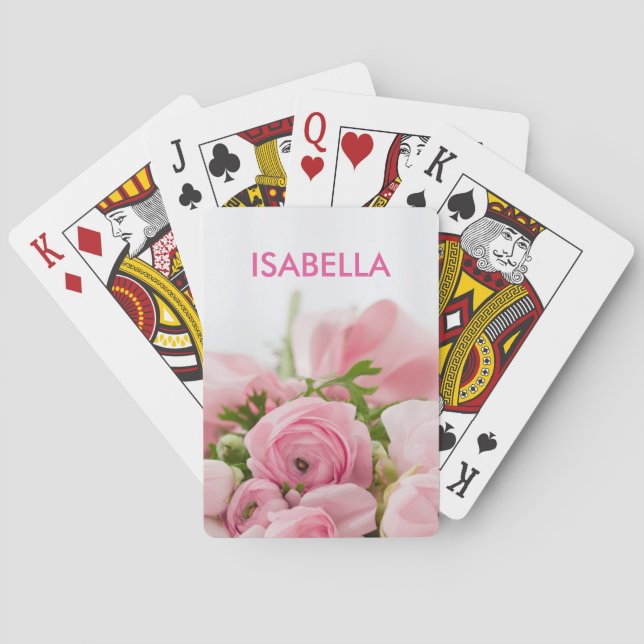 Personalised Pink Roses Playing Cards (Back)