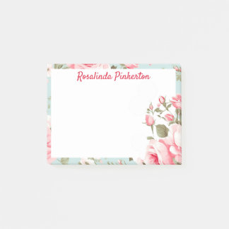 Personalised Pink Roses Post-it Notes