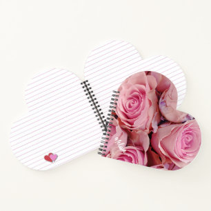 Personalised pink roses romantic floral  notebook