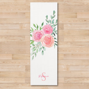 Personalised Pink Roses Yoga Mat