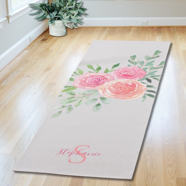 Personalised Pink Roses Yoga Mat (Creator Uploaded)