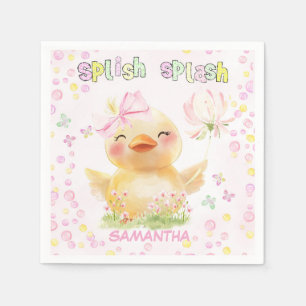 Personalised Pink Rubber Duck Paper Napkin