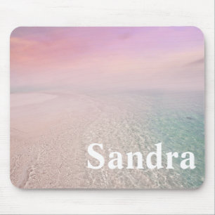 personalised pink sand beach mouse mat