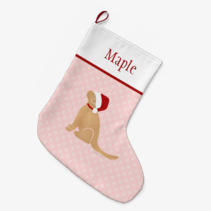 Personalised Pink Santa Dog Christmas Stocking 