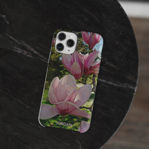Personalised Pink Saucer Magnolia Blossom iPhone 14 Case