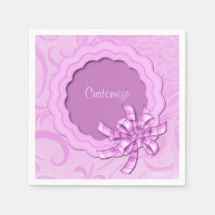 Personalised Pink Scalloped Frame Napkins