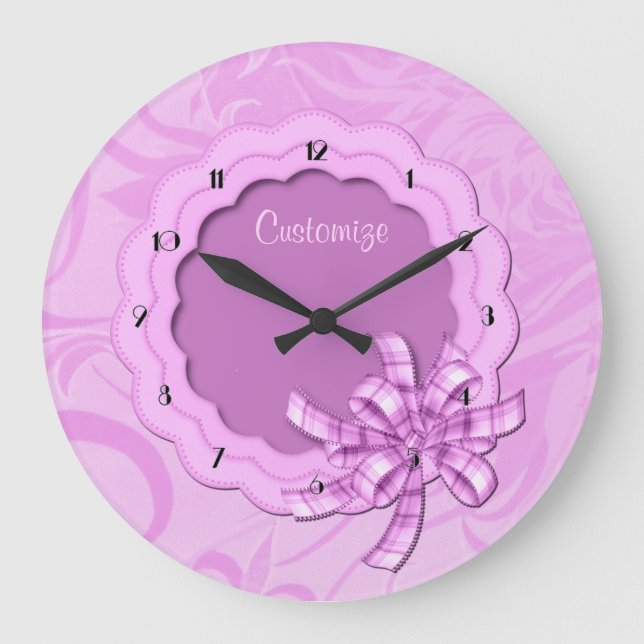Personalised Pink Scalloped Frame Wall Clock (Front)