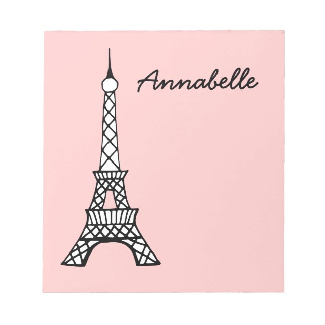 Personalised Pink School Eiffel Tower Notepad Gift (Front)