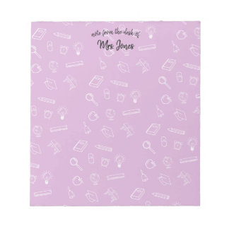 Personalised Pink School Themed Notepad