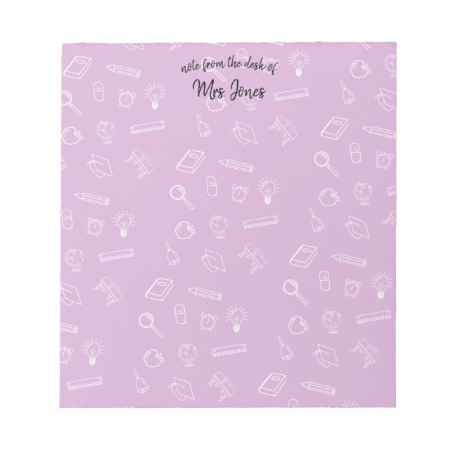 Personalised Pink School Themed Notepad (Front)