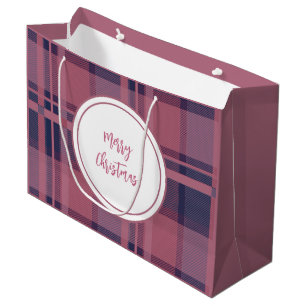 Personalised Pink Scottish Lady Tartan Pattern Large Gift Bag