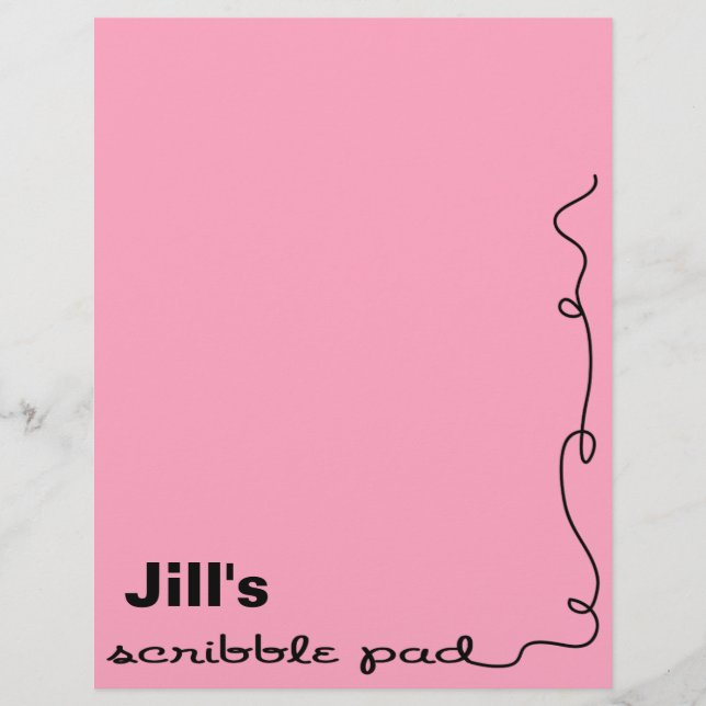 Personalised Pink Scribble Pad (Front)