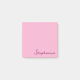 Personalised Pink Script Post it Sticky Notes