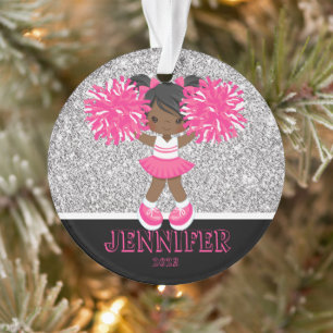 Personalised Pink & Silver Cheerleading Ornament