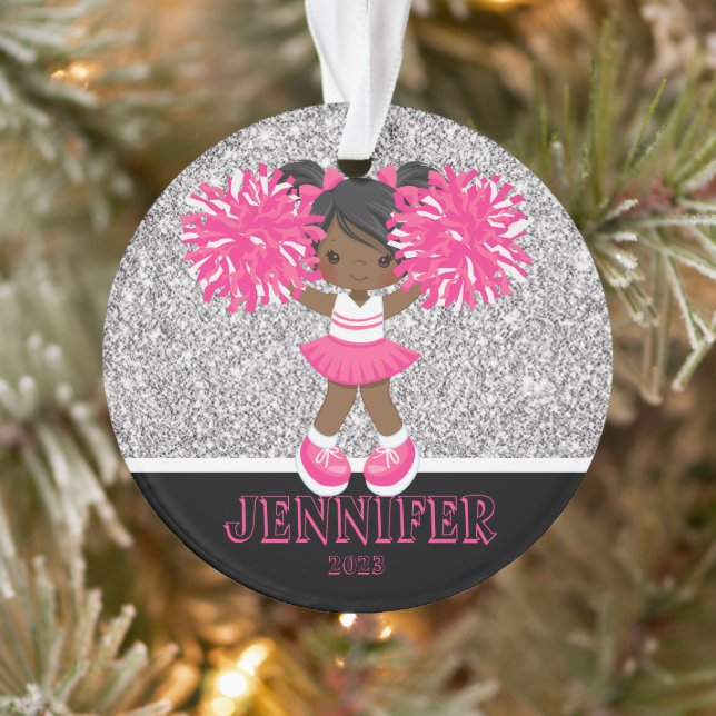 Personalised Pink & Silver Cheerleading Ornament  (Tree)