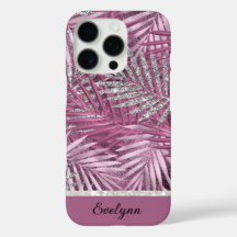 Personalised Pink & Silver Glitter Palms 