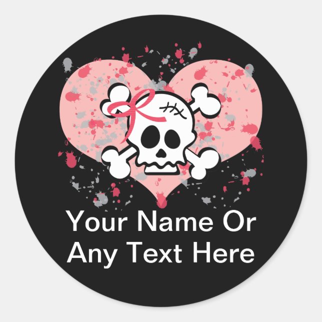 Personalised Pink Skull Stickers (Front)
