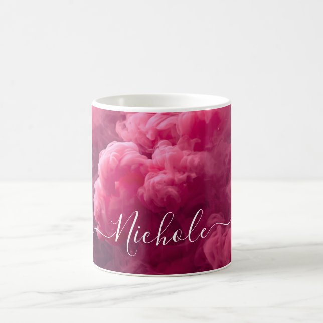Personalised Pink Smoke Coffee Mug (Center)