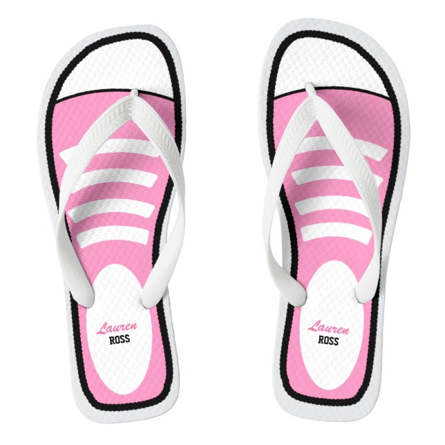Personalised Pink Sneakers Flip Flops (Footbed)