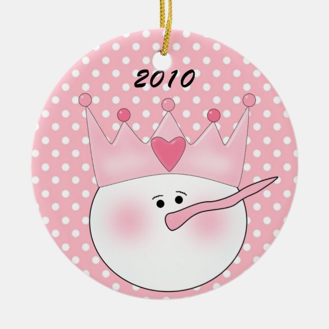 Personalised Pink Snow Princess Ornament (Front)