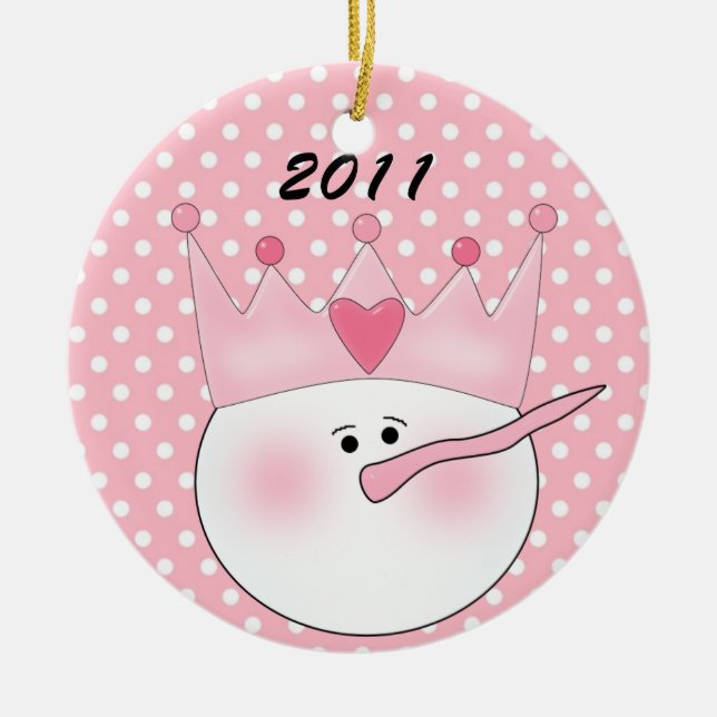 Personalised Pink Snow Princess Ornament (Front)