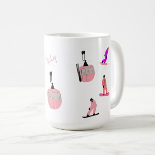 Personalised Pink Snowboard Snowboarding Coffee Mug