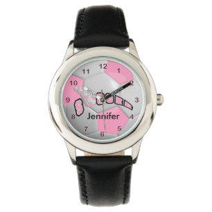 Personalised Pink Soccer Ball Watch