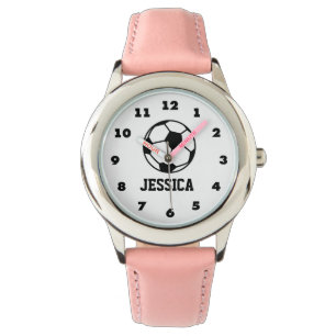 Personalised pink soccer ball watch for girls