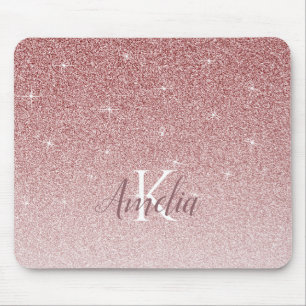 Personalised Pink Sparkle Glitter Monogram Mouse Mat